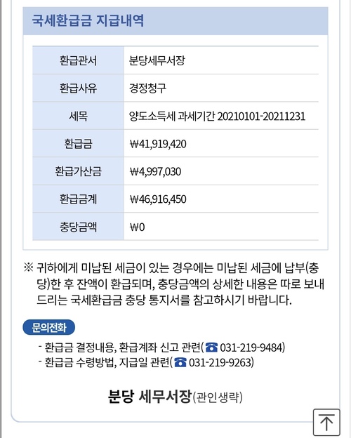 환급 통지서